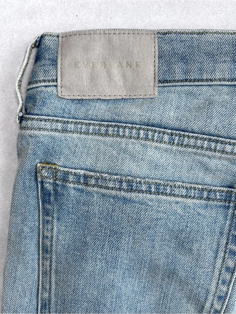 Everlane The High-Rise Flare Jeans Light Wash Distressed Knee Size 27